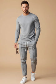 Men's two piece set with crew neck top and trousers