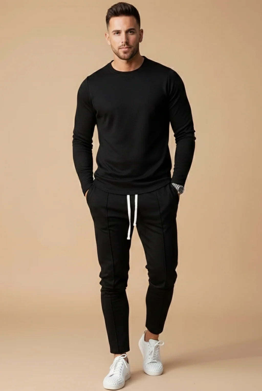 Men's two piece set with crew neck top and trousers, photo 3