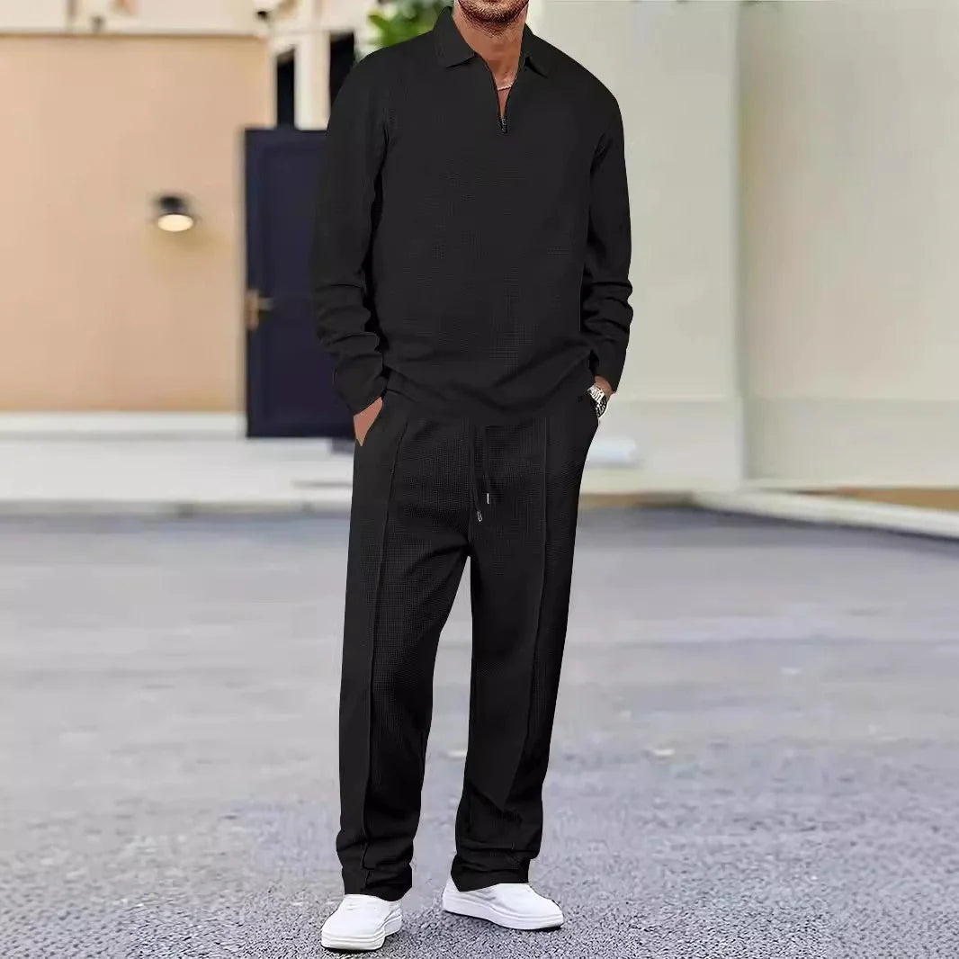 Men's two piece set with zip collar top and trousers, photo 1