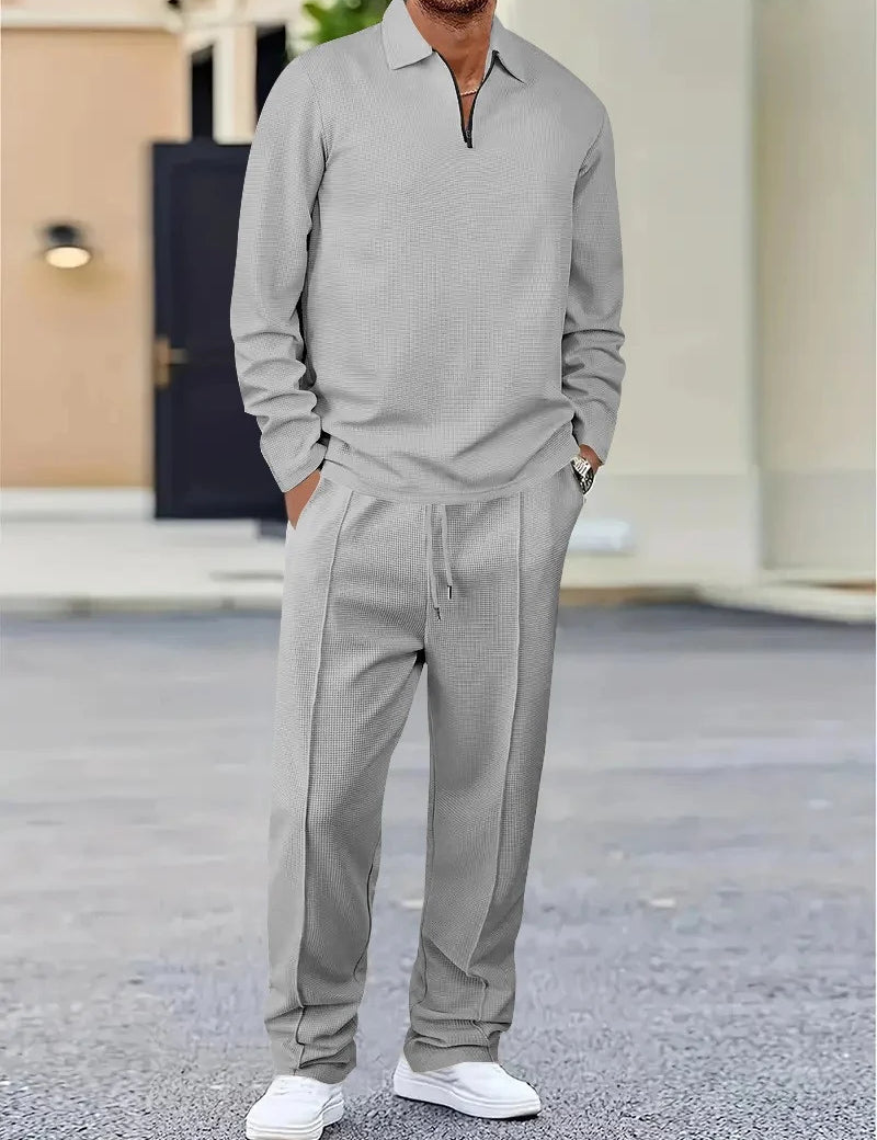 Men's two piece set with zip collar top and trousers, photo 2
