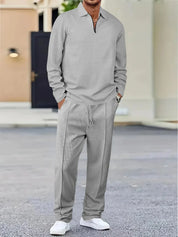 Men's two piece set with zip collar top and trousers, photo 2