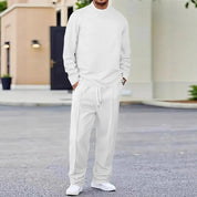 Men's waffle knit lounge set with long sleeve top and trousers, photo 1