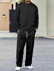 Men's waffle knit lounge set with long sleeve top and trousers, photo 2