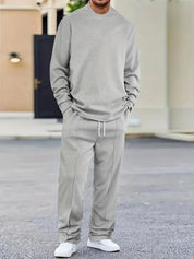 Men's waffle knit lounge set with long sleeve top and trousers, photo 3