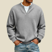 Men's waffle sweatshirt with V-neck, photo 1