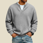 Men's waffle sweatshirt with V-neck