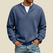 Men's waffle sweatshirt with V-neck, photo 3