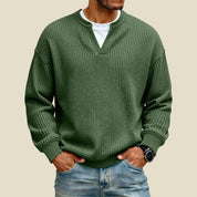 Men's waffle sweatshirt with V-neck, photo 4