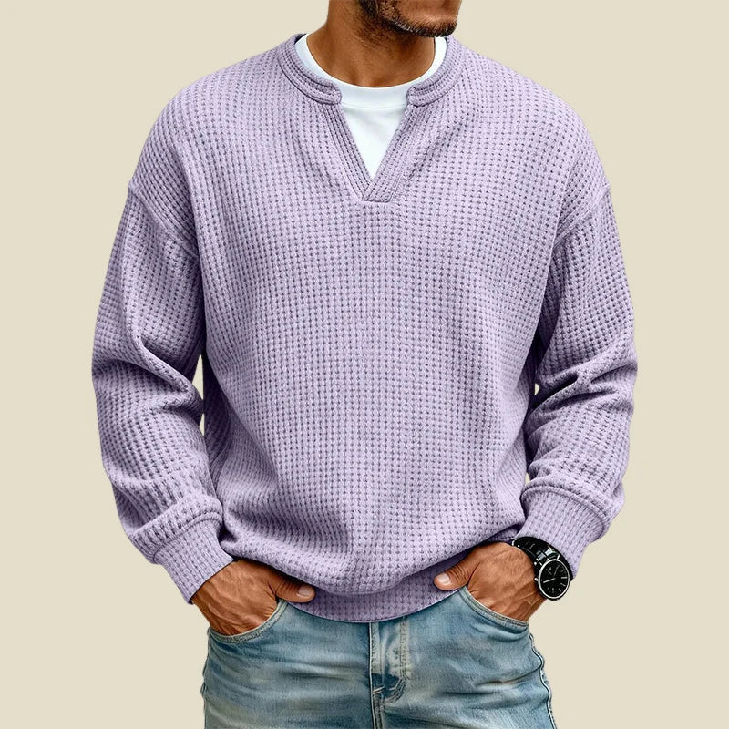 Men's waffle sweatshirt with V-neck, photo 5