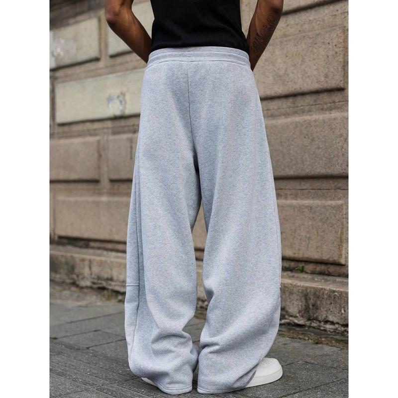 Men's wide leg fleece joggers with drawstring, photo 3