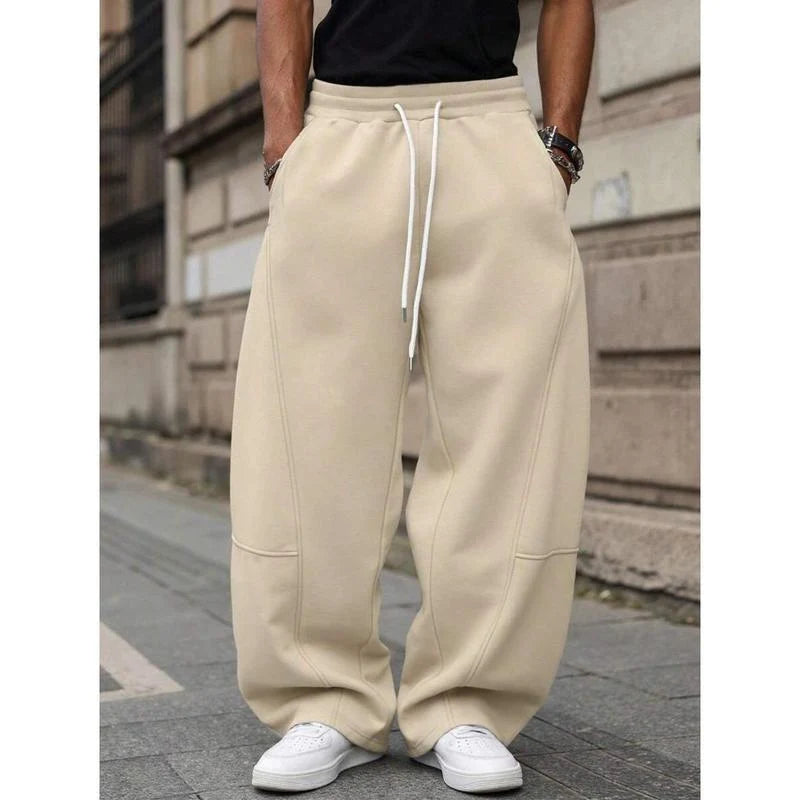 Men's wide leg fleece joggers with drawstring, photo 4
