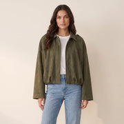Oversized bomber jacket for women with collar
