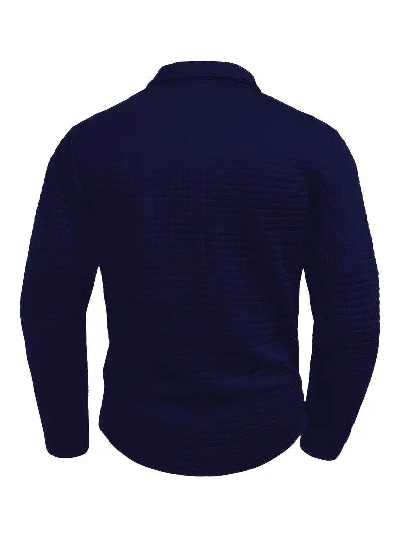 Men's quilted jumper with zip collar and sleeve pocket