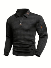 Men's quilted jumper with zip collar and sleeve pocket in black