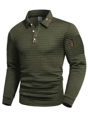 Men's quilted jumper with zip collar and sleeve pocket in green