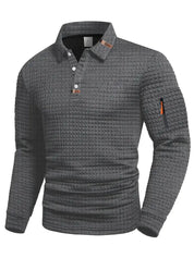 Men's quilted jumper with zip collar and sleeve pocket in grey