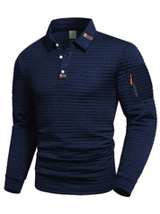 Men's quilted jumper with zip collar and sleeve pocket in navy
