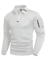 Men's quilted jumper with zip collar and sleeve pocket in white