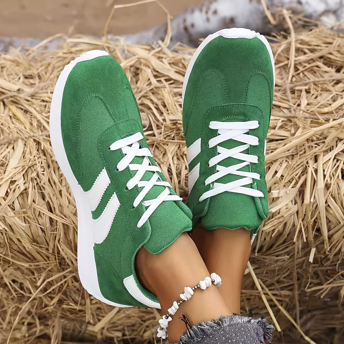 Women's retro trainers with wide toe box and supportive footbed