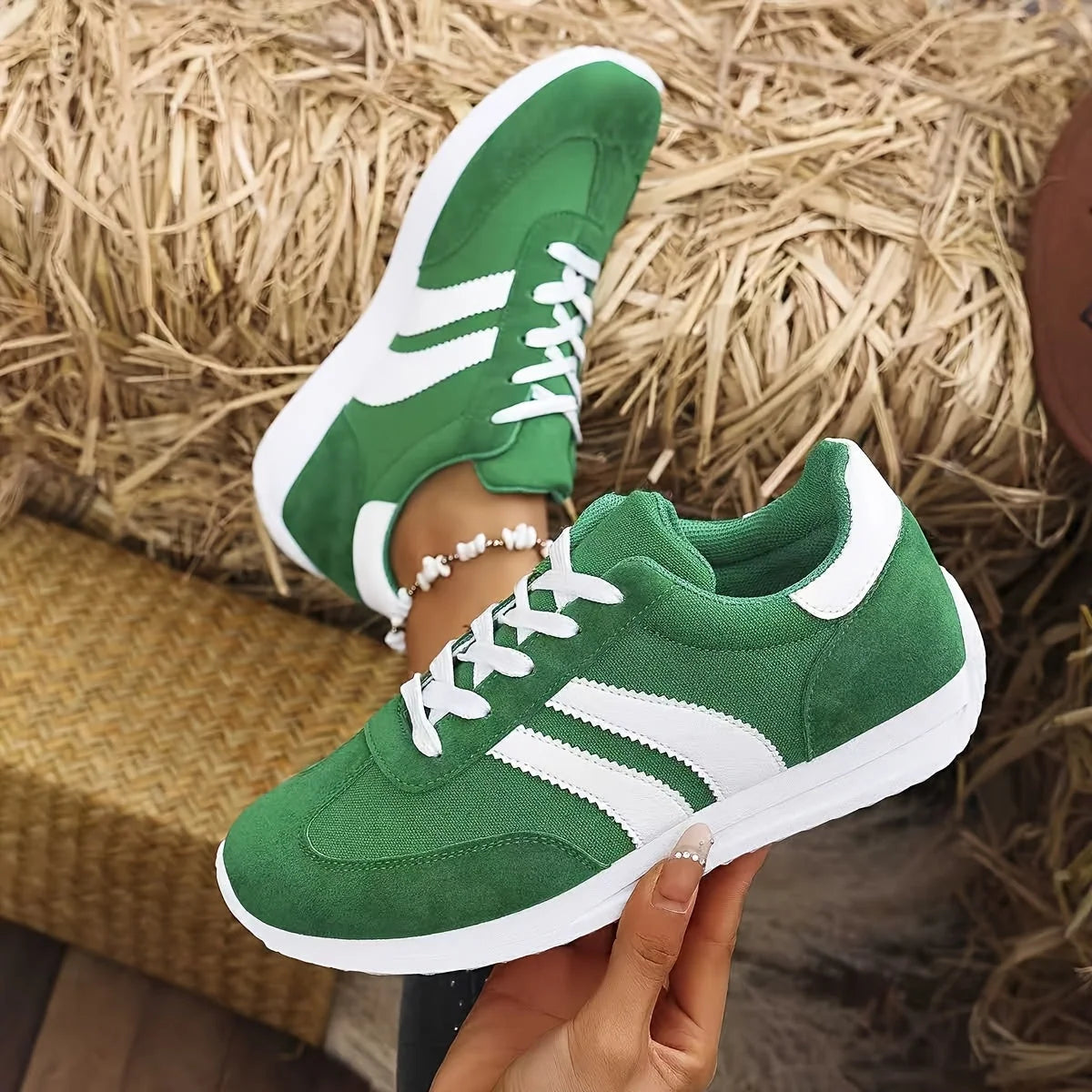 Women's retro trainers with wide toe box and supportive footbed