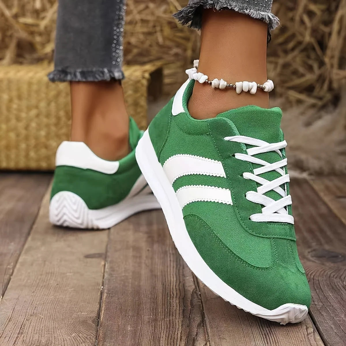 Women's retro trainers with wide toe box and supportive footbed