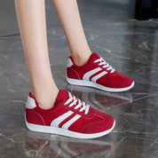 Women's retro trainers with wide toe box and supportive footbed in red