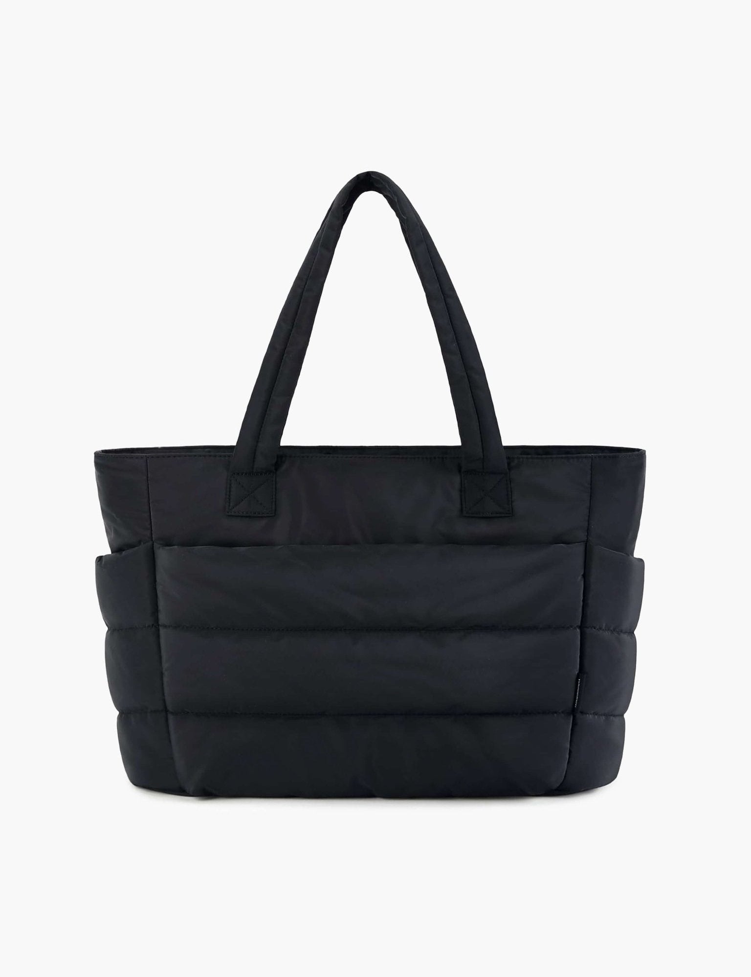 Women's quilted puffer tote bag with zip