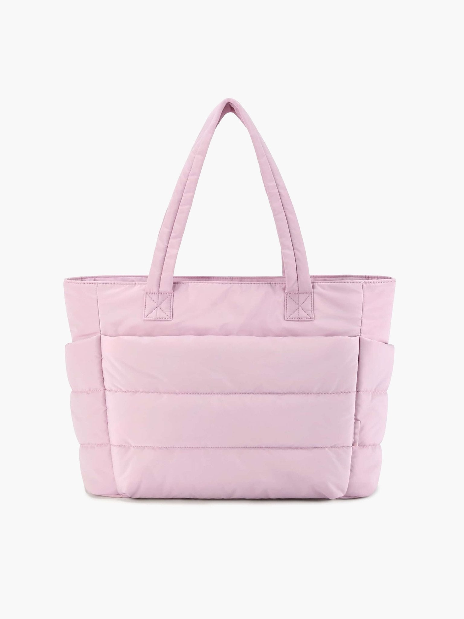 Women's quilted puffer tote bag with zip