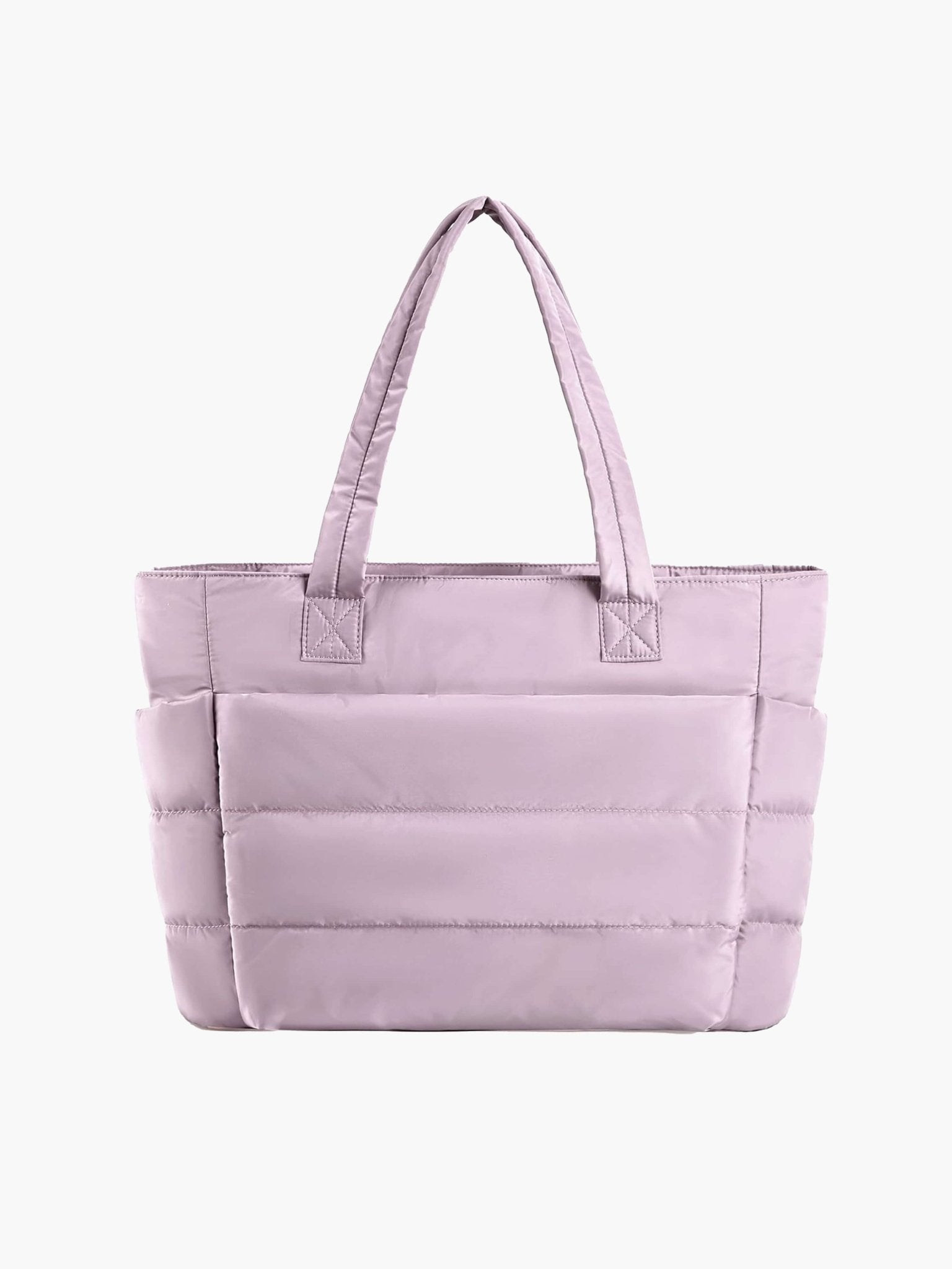 Women's quilted puffer tote bag with zip