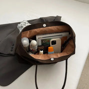 Women's large faux suede shoulder bag in retro style