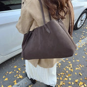 Women's large faux suede shoulder bag in retro style