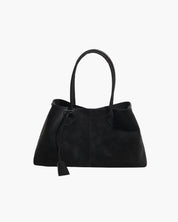 Women's large faux suede shoulder bag in retro style