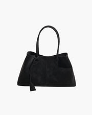 Women's large faux suede shoulder bag in retro style