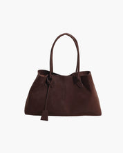 Women's large faux suede shoulder bag in retro style