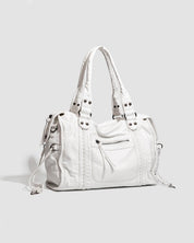 Women's vintage faux leather shoulder bag with zip