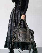 Women's vintage faux leather shoulder bag with zip