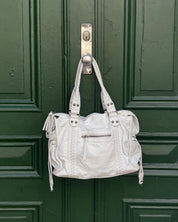 Women's vintage faux leather shoulder bag with zip