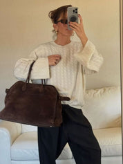 Women's large structured tote bag with adjustable shoulder straps
