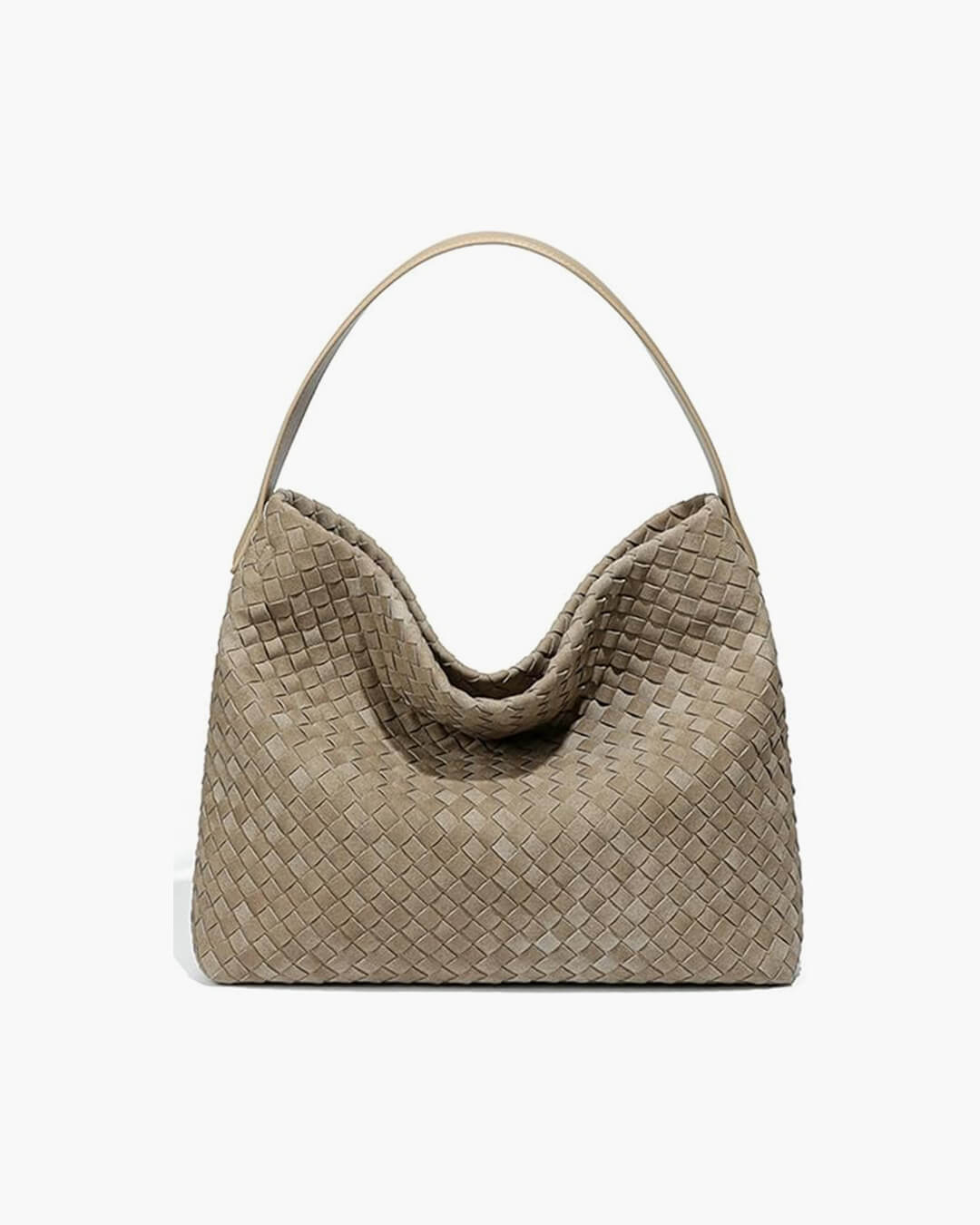 Women's woven faux suede shoulder bag with zip
