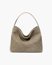 Women's woven faux suede shoulder bag with zip
