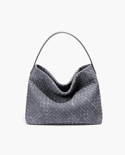 Women's woven faux suede shoulder bag with zip
