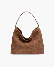 Women's woven faux suede shoulder bag with zip
