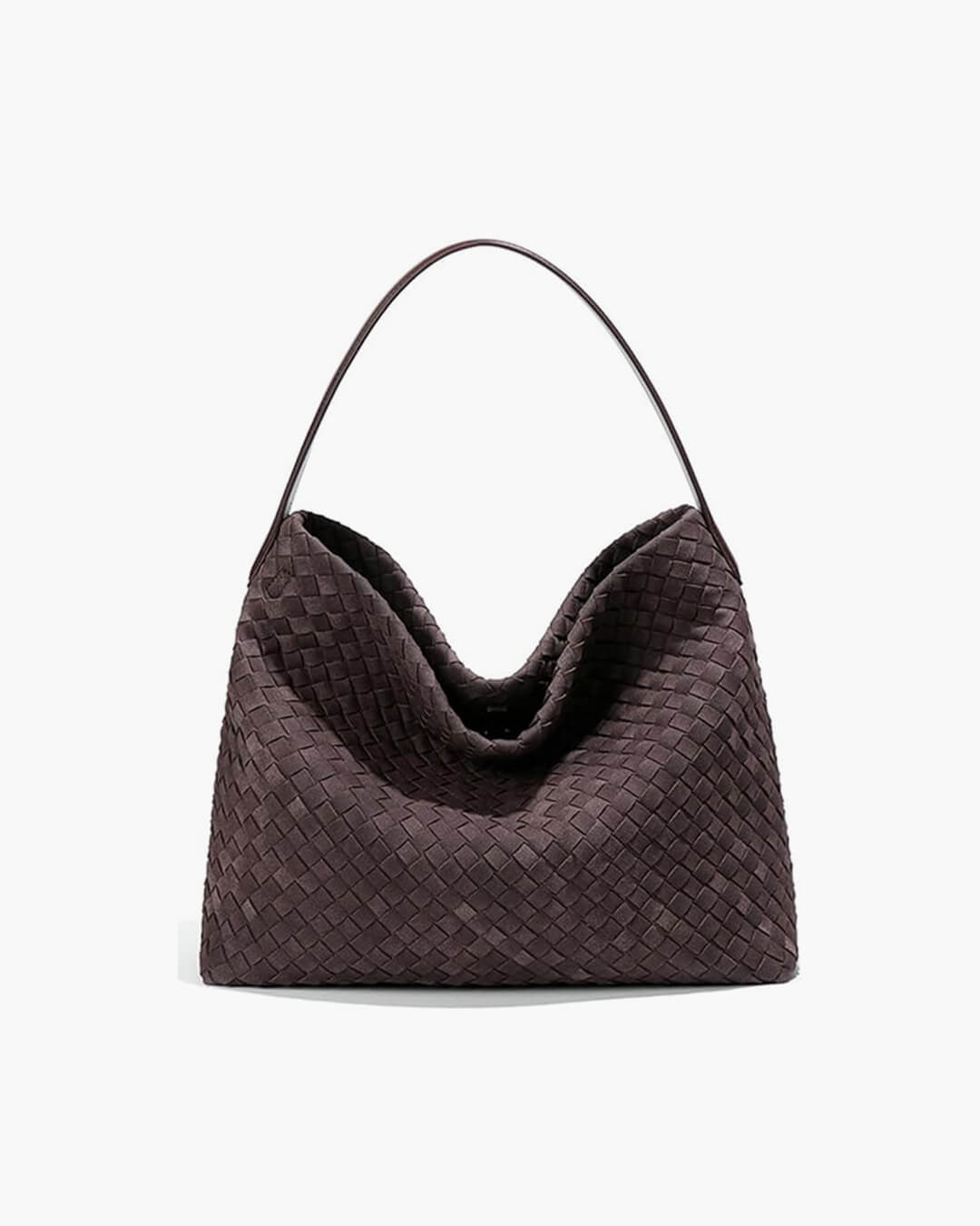 Women's woven faux suede shoulder bag with zip