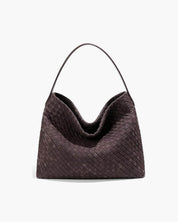 Women's woven faux suede shoulder bag with zip