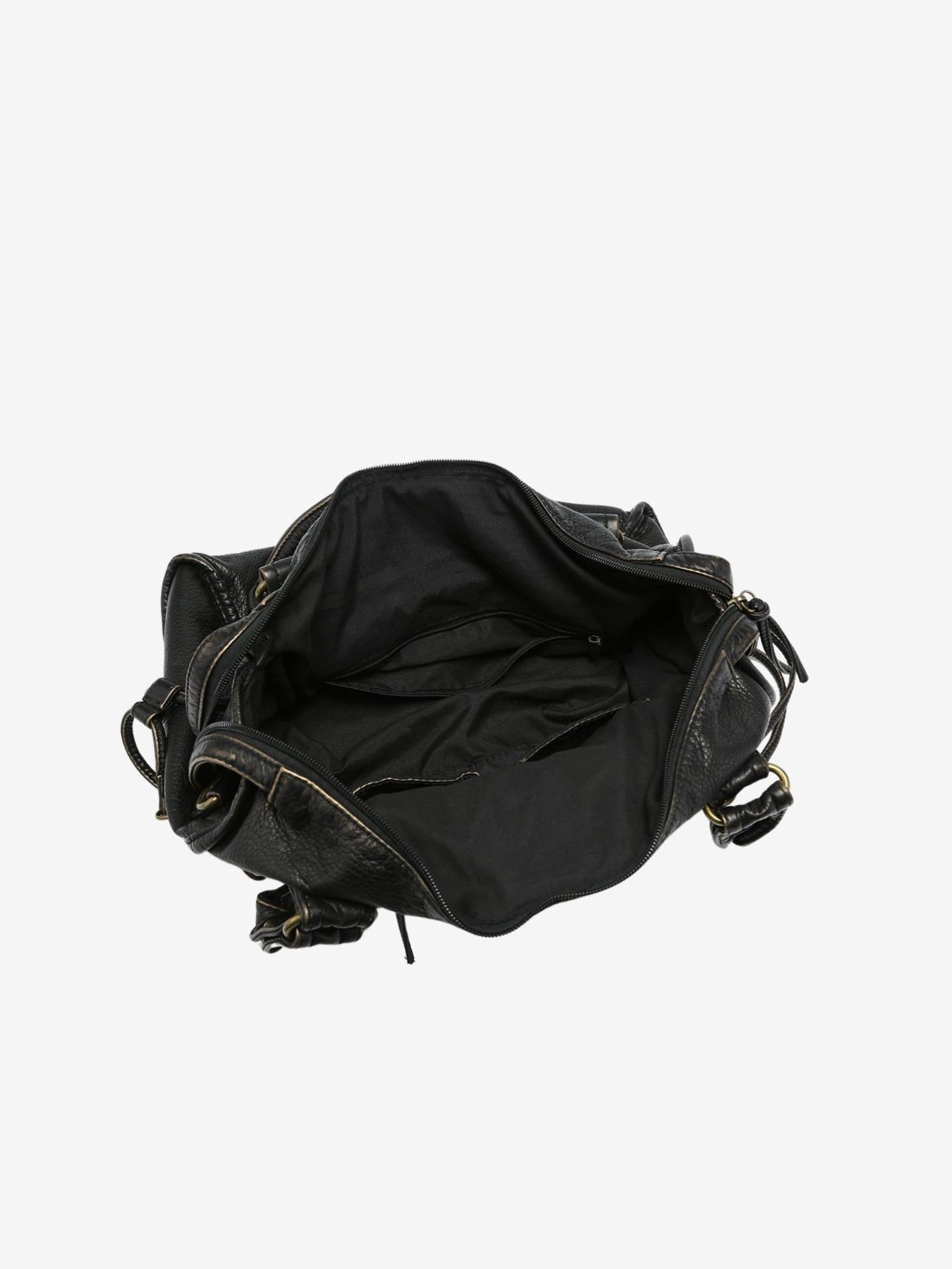 Women's vintage faux leather shoulder bag with zip