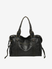 Women's vintage faux leather shoulder bag with zip