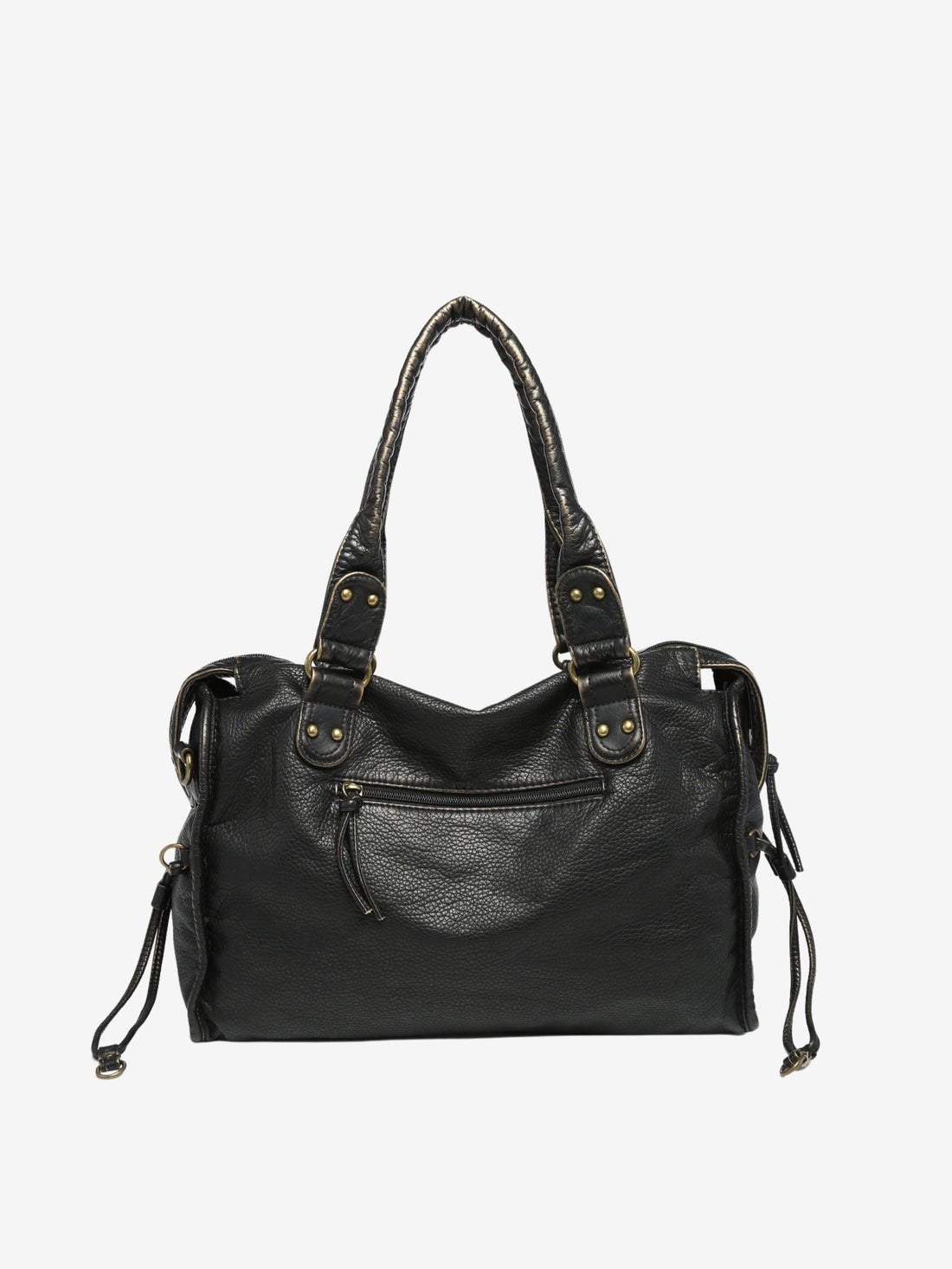 Women's vintage faux leather shoulder bag with zip