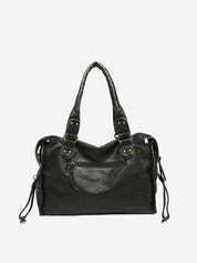 Women's vintage faux leather shoulder bag with zip