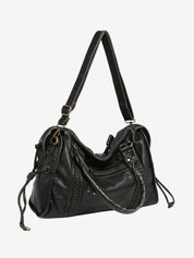 Women's vintage faux leather shoulder bag with zip