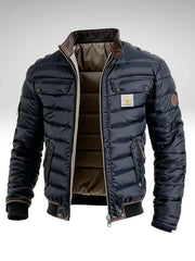 Short padded winter coat for men in navy